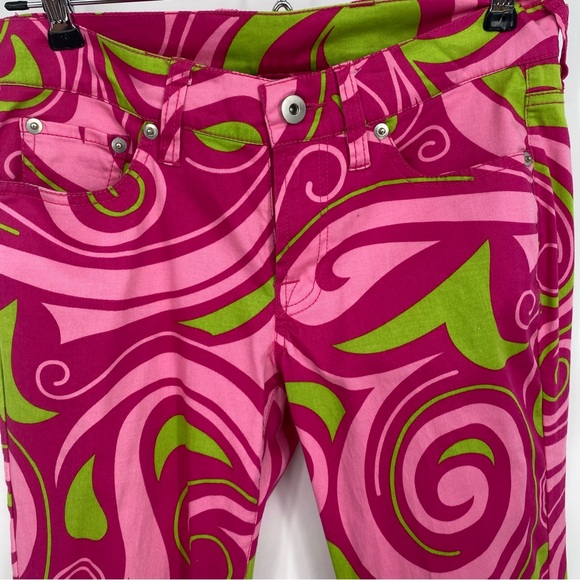 Loudmouth Women’s Capris Pink & Green 70’s Psychedelic Print Colorful Bright 2 - Picture 6 of 8